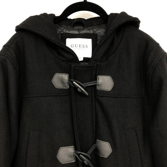 Guess Black Wool Blend Duffle Coat size L - Picture 3 of 16